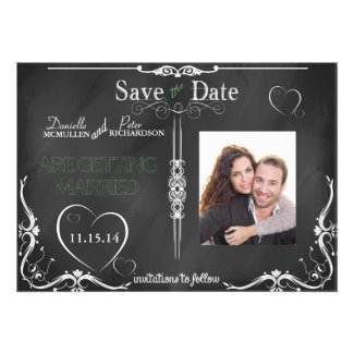 Chalkboard Typography Save the Date Photo Invite