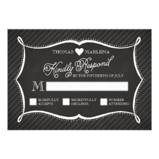 Chalkboard Typography Wedding RSVP Card