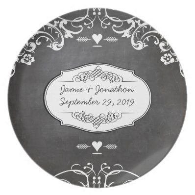 Chalkboard Typography Weddings Melamine Plate