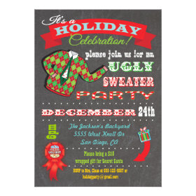 Chalkboard Ugly Sweater Christmas Party Invitation