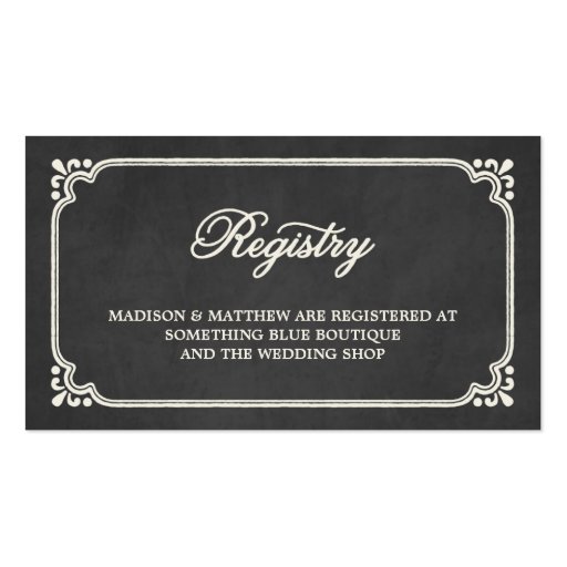 Chalkboard Union | Wedding Registry Card Business Card Templates (front side)