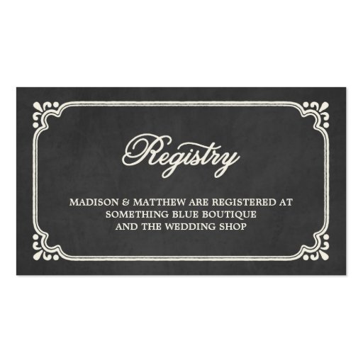 Chalkboard Union Wedding Registry Card Double-Sided Standard ...