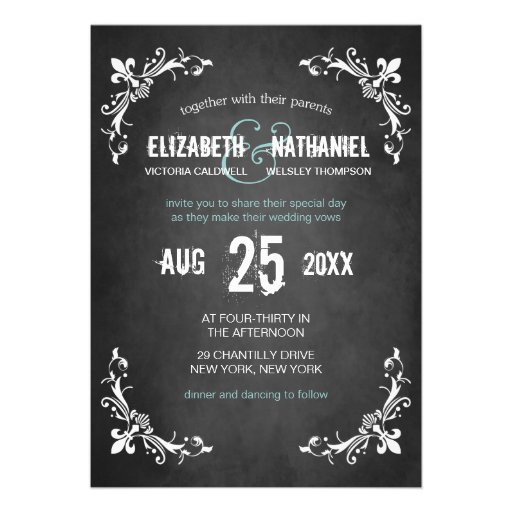 Chalkboard Vintage Romance Wedding Invitation