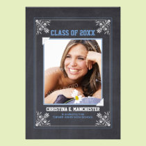 Chalkboard Vintage Typography Graduation (lilac) invitations