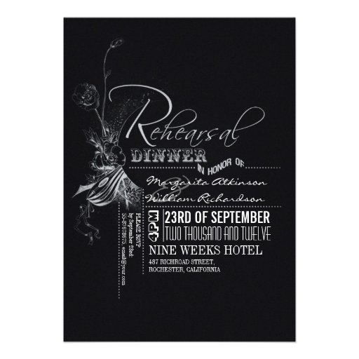Chalkboard Vintage Typography Rehearsal Dinner Personalized Invites