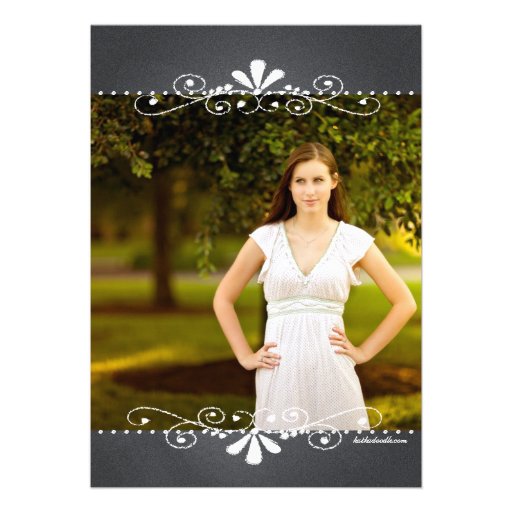 Chalkboard w Photo Graduation Party Invitation