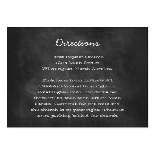 Chalkboard Wedding Directions Insert Cards Business Cards (front side)