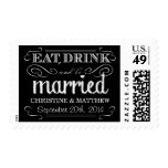 Chalkboard Wedding Eat Drink be Married Postage