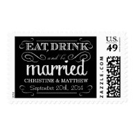 Chalkboard Wedding Eat Drink be Married Postage