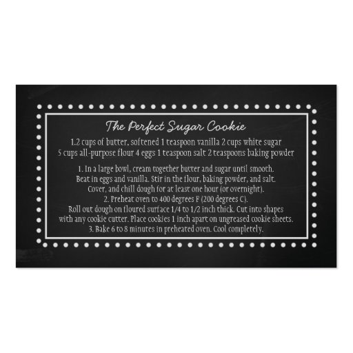 Chalkboard Wedding Favor Recipe Tags Business Card (front side)