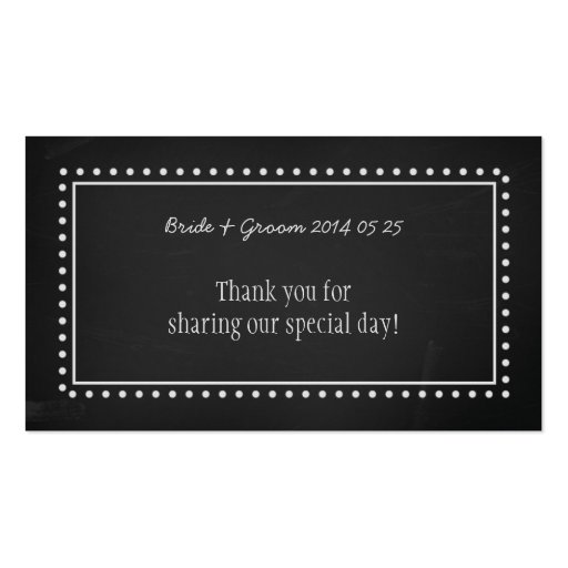 Chalkboard Wedding Favor Tags Business Card Template (front side)