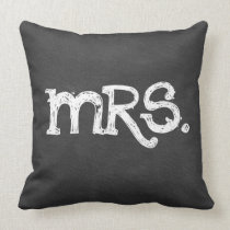 Chalkboard Wedding Mrs. Woman pillows