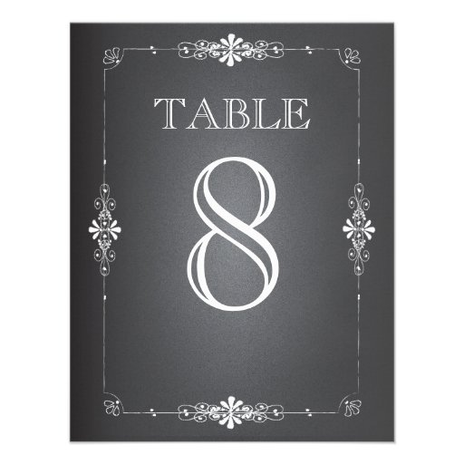 Chalkboard Wedding Reception Table Number Card