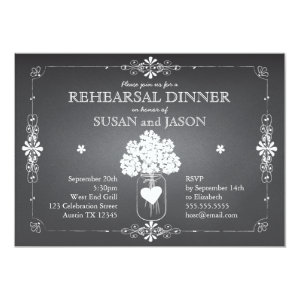Chalkboard Wedding Rehearsal Dinner Mason Jar 5x7 Paper Invitation Card