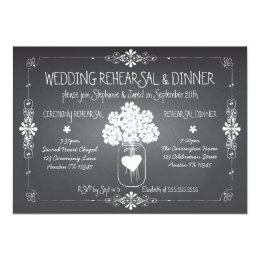 Chalkboard Wedding Rehearsal & Dinner Mason Jar Cards