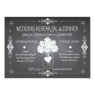 Chalkboard Wedding Rehearsal & Dinner Mason Jar 5x7 Paper Invitation Card