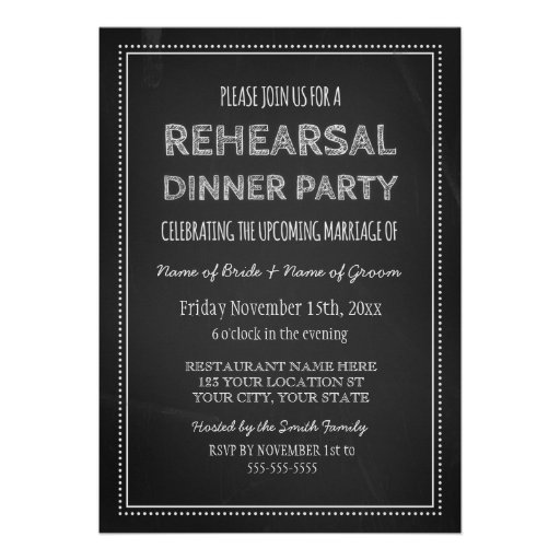 Chalkboard Wedding Rehearsal Dinner Party Custom Invite