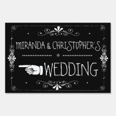 Chalkboard Wedding Sign Left Arrow | Personalized