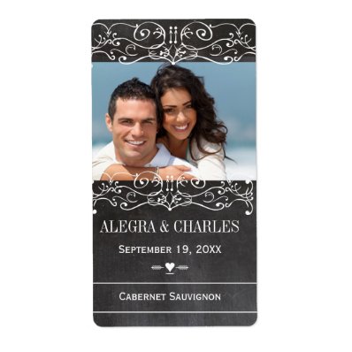 Chalkboard Wedding Wine Label