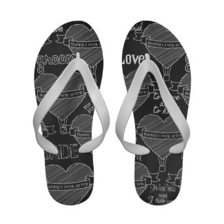 Chalkboard Wedding Words Flip Flops