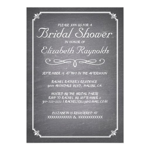 Chalkboard White Bridal Shower Invitations