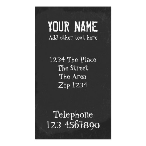 Chalkboard With Chalk Text Effect Business Card Template (front side)