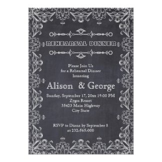 Chalkboard with frame wedding rehearsal dinner personalized invitation