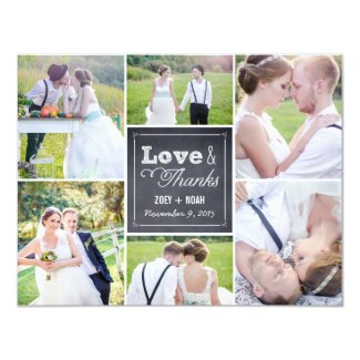 Chalked Collage Wedding Photo Thank You Card Invitations