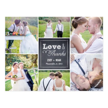 Chalked Collage Wedding Thank You Card Post Cards