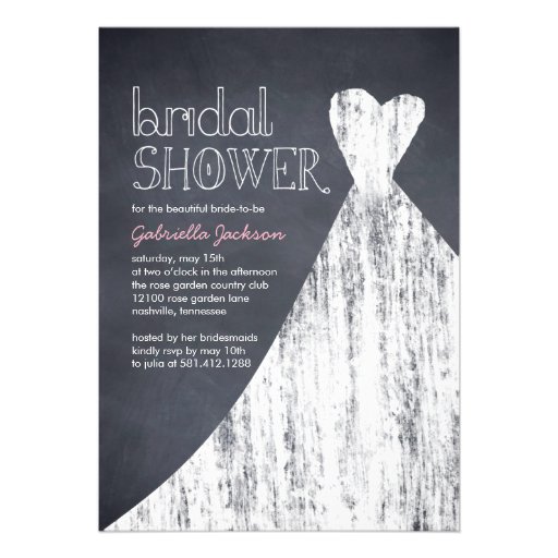 Chalked Gown Bridal Shower Invitation