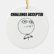 Challenge Accepted Rage Face Comic Meme Christmas Tree Ornament