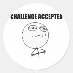 Challenge Accepted Rage Face Comic Meme Round Sticker