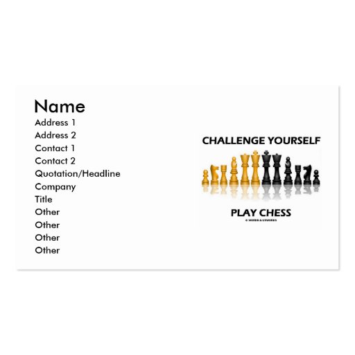 Challenge Yourself Play Chess (Chess Attitude) Business Cards (front side)