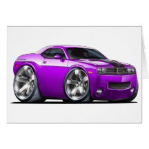 Challenger Purple Car Greeting Cards