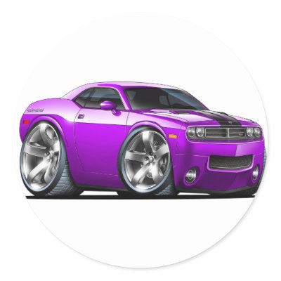 Challenger Purple Car Round Sticker by maddmaxart sticker purple challenger