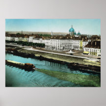 Chalons sur Saone, Barges on the river Print