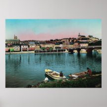 Chalons sur Saone, Fishing and ferry boats Print
