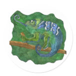 Chameleon in the country round sticker