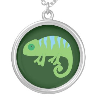 Chameleon necklace simple green abstract