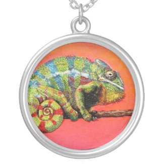 Colourful rainbow Chameleon Necklace artwork
