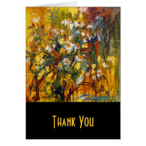 flowers, cards, thank you cards, customizable, yellow, black, orange, plants, healing plants, botanical, ginette, fine art, chamomille, universal, friend, contemporary, modern, simple, uinique, artsy, artful, artistic, with original art, Card with custom graphic design