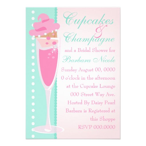 Champage, Cupcakes & Pearls Custom Invitation