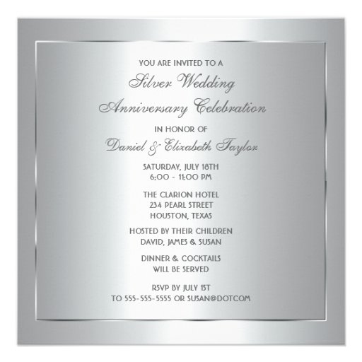 Champagne 25th Wedding Anniversary Party Custom Invitations