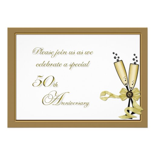 Champagne 50th Anniversary Invitation