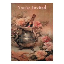 Champagne and Roses Custom Invitation