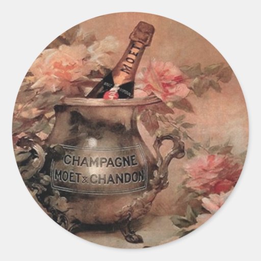 Champagne and Roses Round Stickers