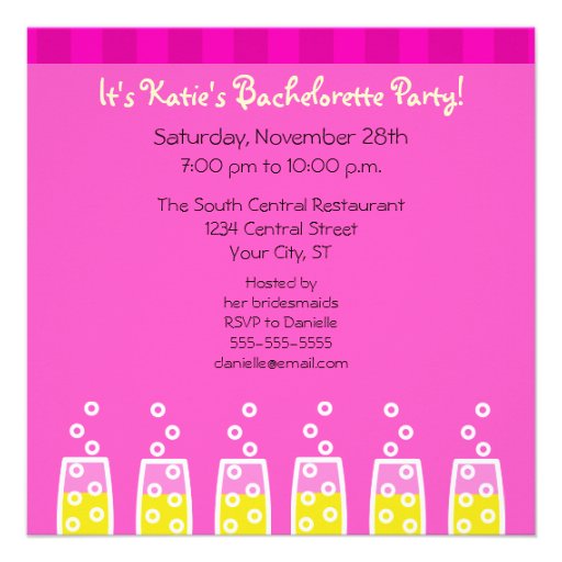 Champagne Bachelorette Pink Custom Announcements