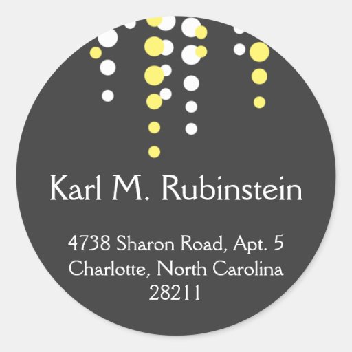 Champagne bubble gray modern chic address label round stickers