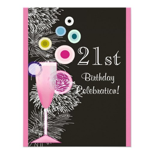 Champagne Bubbles 21st Birthday Party Invitation