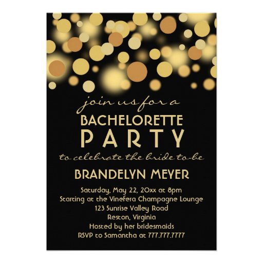 Champagne Bubbles Bachelorette Party Invitations (front side)